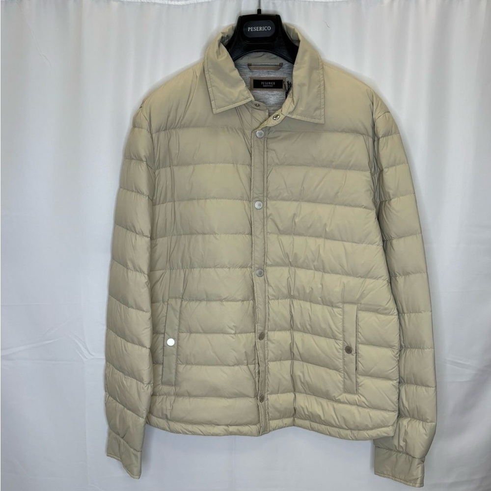 Peserico Puffer Vest Made in Italy Size 52 Beige MSRP $1,059